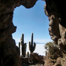 View from the coral window at the Isla Pescado to the Salar